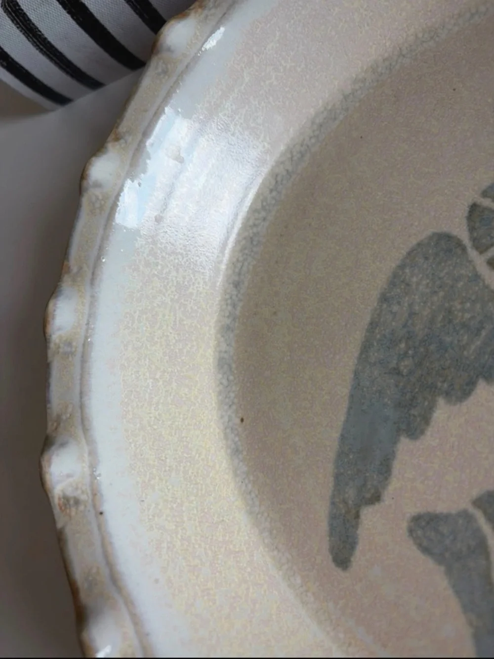 Decorative Cream Ceramic Serving Plate with Angel Motif
